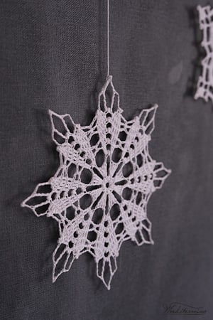 Image of Christmas wall art, snowflakes and beech wood mobile