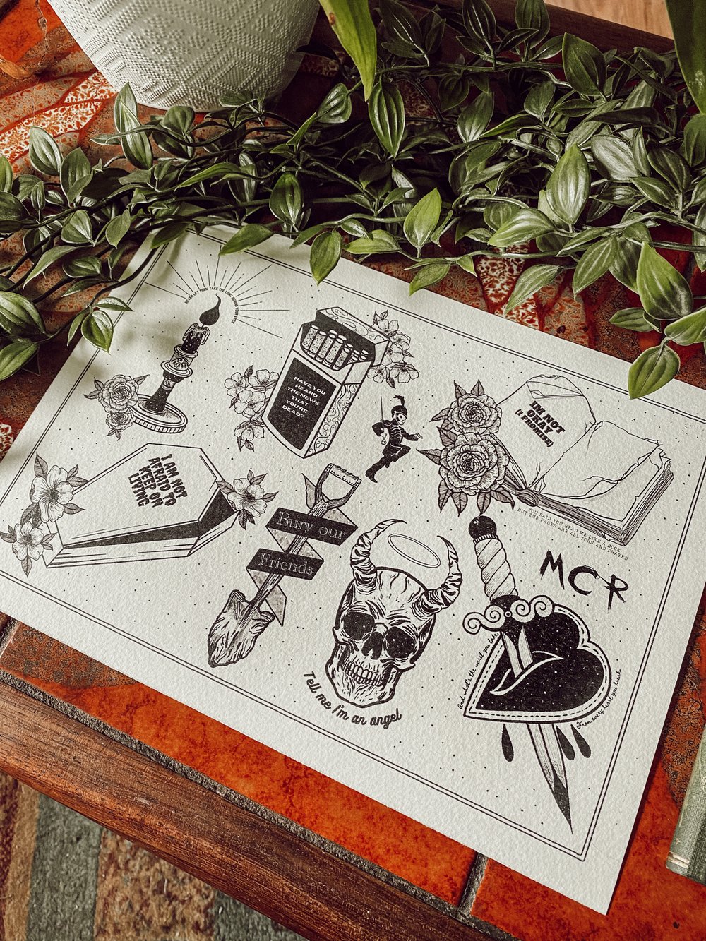 MCR tattoo inspired A3 flash sheet print