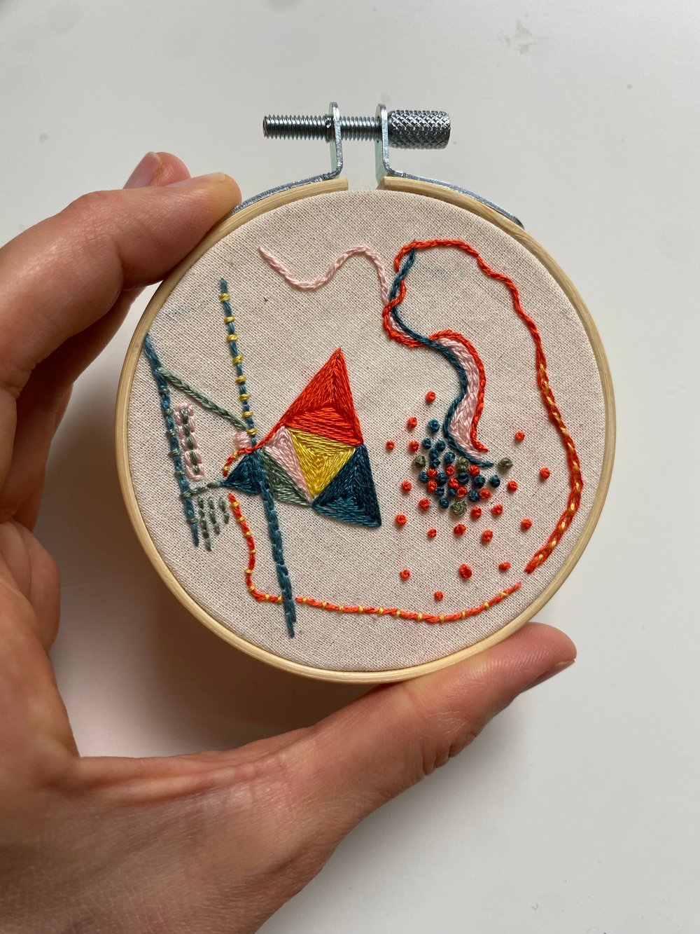 Image of Intuition - hand embroidered art on a tiny hoop 8.5cm (3.5")