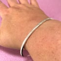 Linear Texture Sterling Silver Bangle 