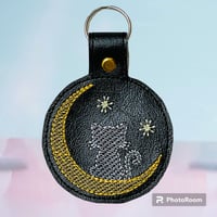 Cat and Moon Key Chain