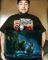 Image 2 of Canvas Reprint  "Kraken vs Pirate Ship"