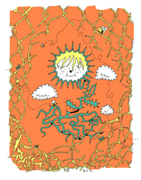 Image 2 of risograph print - tender thorns (11x14)