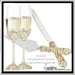 Image of BLOOM Ivory Swarovski Crystal Flutes and Cake Server Set