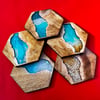 Resin & Wood Coaster Set