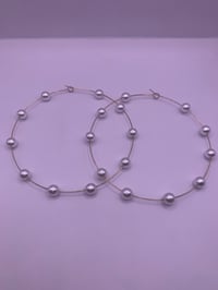 Image 2 of Gold circle pearl earrings 