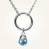 Orbit Necklace with Swiss Blue Topaz, Sterling Silver
