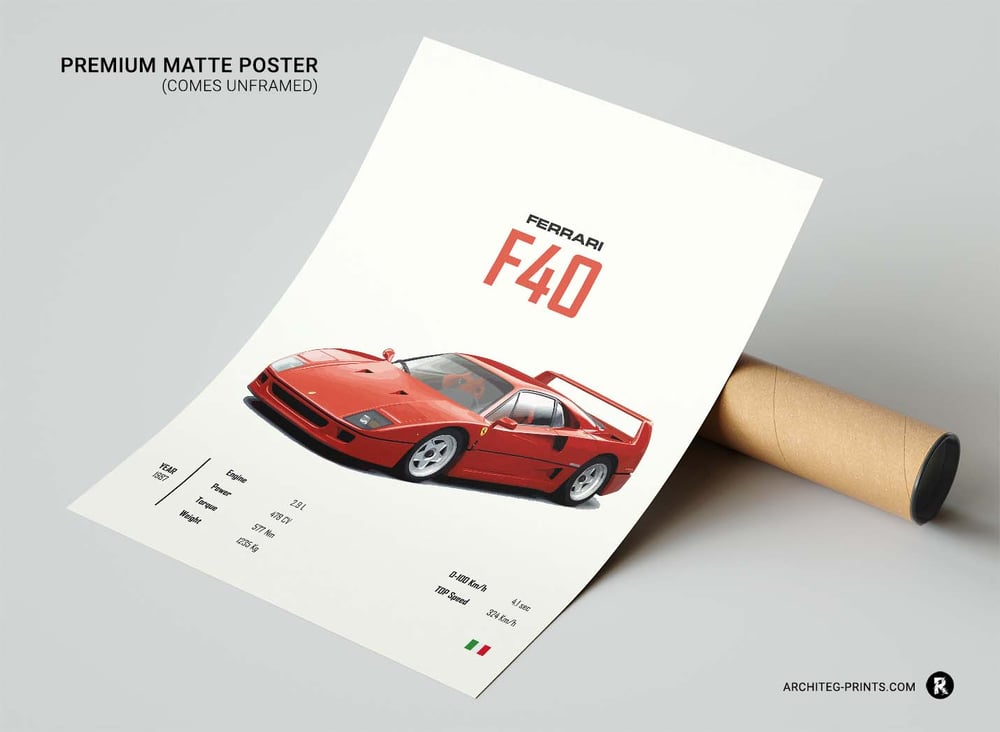 Ferrari F40 - Super Car Poster Print
