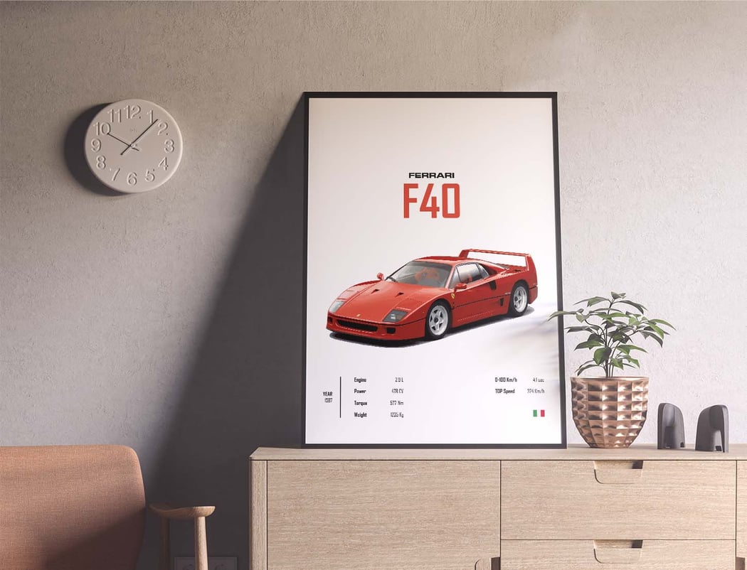 Ferrari F40 - Super Car Poster Print 