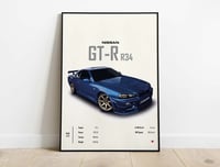 Image 1 of R34 Nissan Skyline GT-R - Sports Car Poster Print