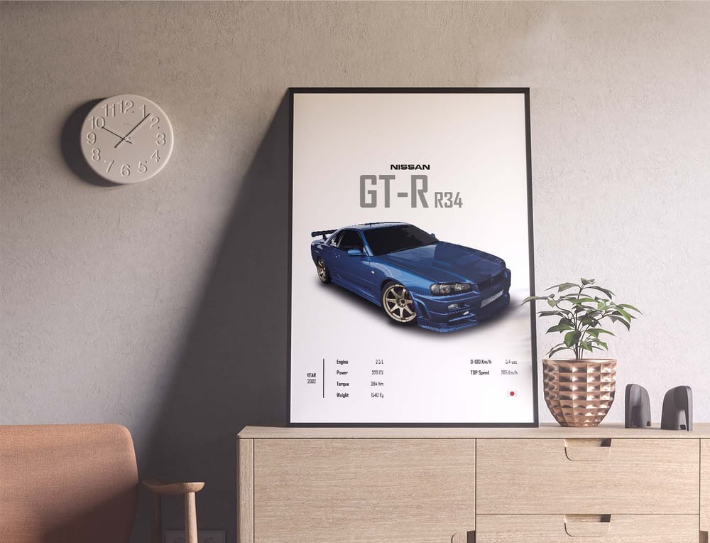 R34 Nissan Skyline GT-R - Sports Car Poster Print