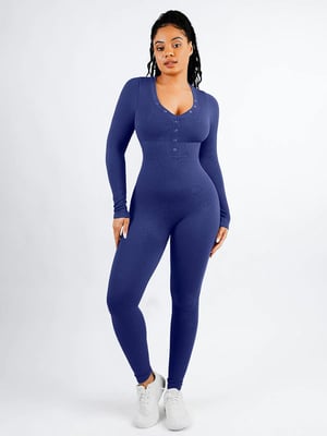 Deep V-neck High Stretchy Seamless Tummy Control Jumpsuit
