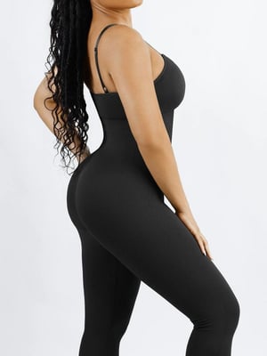 High Stretchy Seamless Tummy Control Jumpsuit Removable cup pads