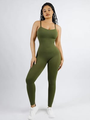 High Stretchy Seamless Tummy Control Jumpsuit Removable cup pads