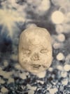 One of a kind plaster ugly shyla doll head wall hanging. 