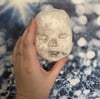 One of a kind plaster ugly shyla doll head wall hanging. 