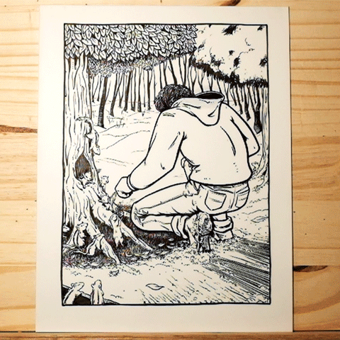 Image of Original Ink Drawing - Secrets of the Wood