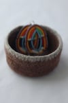 Wool Felted Bowl- Sage Heather & Brown – Small
