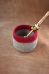 Wool Felted Bowl –Garnet & Light Grey - Small