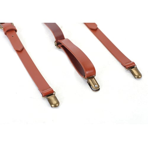 Image of Genuine Leather Suspenders / Groomsmen Wedding Suspenders in Brown 0194
