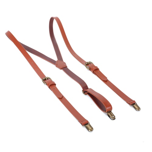 Image of Genuine Leather Suspenders / Groomsmen Wedding Suspenders in Brown 0194