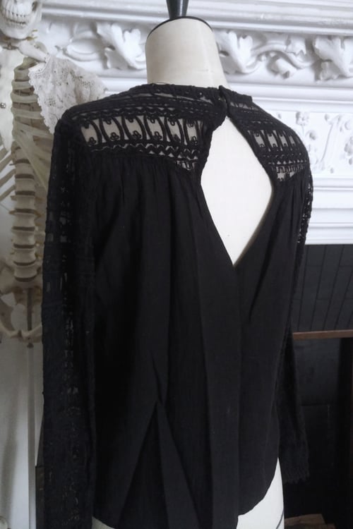 Image of VICTORIANA COTTON BLOUSE ※ long sleeves, embroidered tulle
