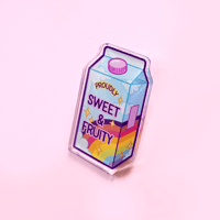 Image 1 of Proudly Sweet & Fruity - Juice Brick - Clear Acrylic Pin Badge