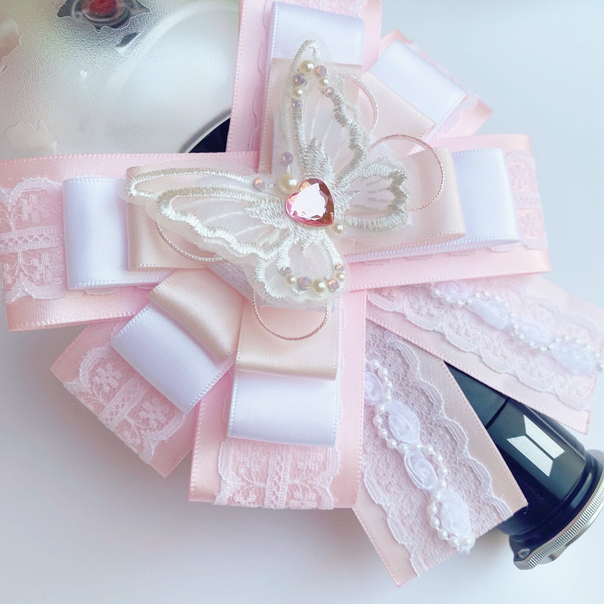 Pink Lace Butterfly Lightstick Bow