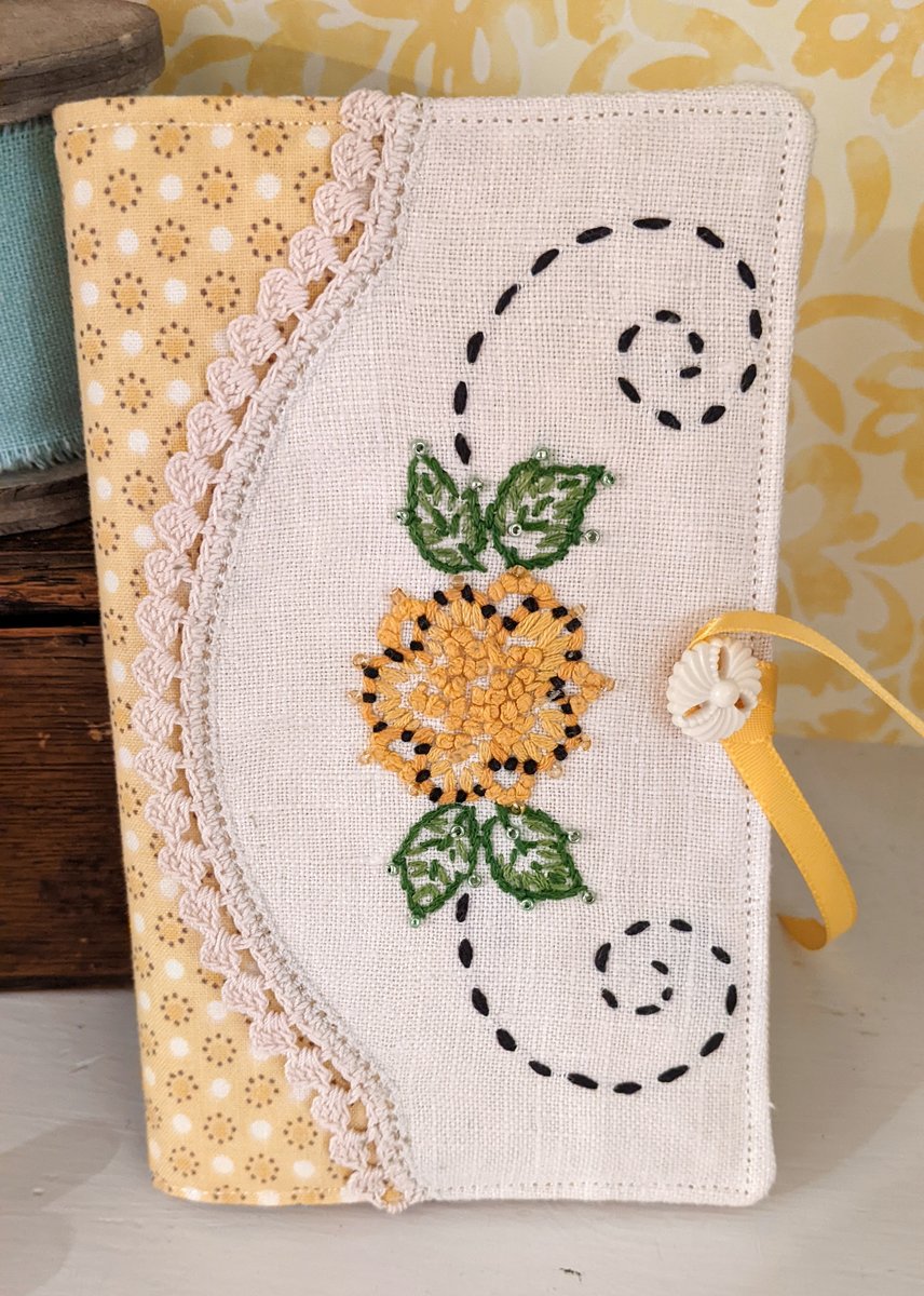 Vintage Yellow Flower Embroidery Notebook Julie Stitches Vintage