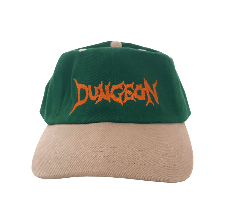 Image of DUNGEON LOGO BRUSHED COTTON CAP - GREEN / TAUPE 