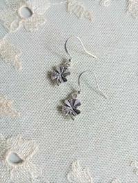 Image 4 of Silver Four Leaf Clover Charm Earrings