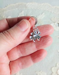 Image 2 of Silver Four Leaf Clover Charm Earrings