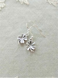 Image 1 of Silver Four Leaf Clover Charm Earrings