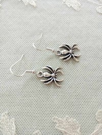 Image 3 of Silver Black Widow Spider Charm Earrings