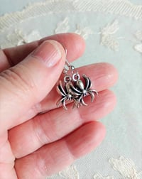 Image 2 of Silver Black Widow Spider Charm Earrings