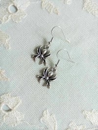 Image 4 of Silver Black Widow Spider Charm Earrings