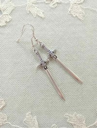 Image 5 of Silver Medieval Sword Charm Earrings