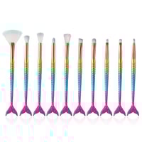 Mermaid 10 pcs makeup brush set