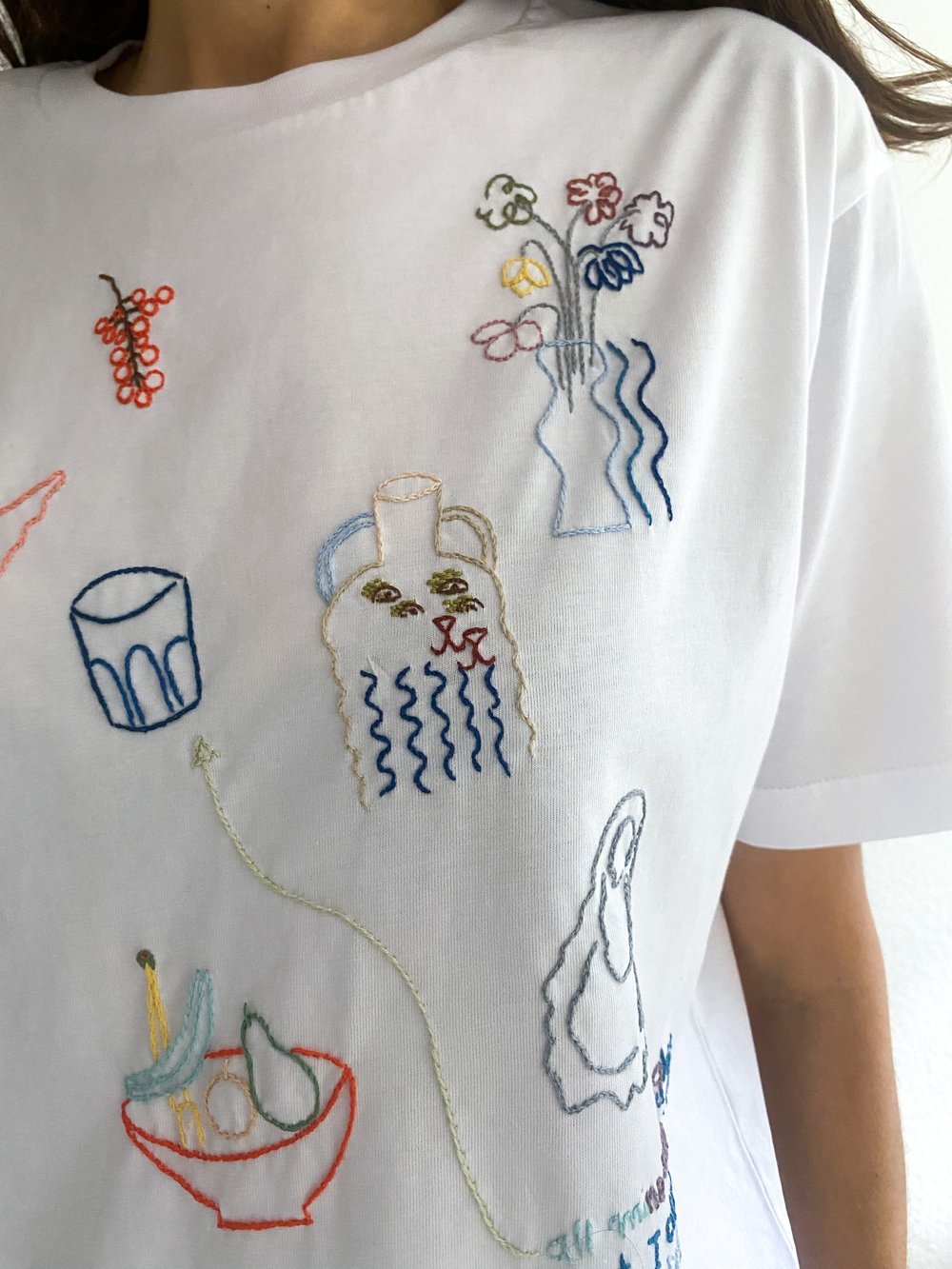 Image of Doodles - hand embroidered t-shirt