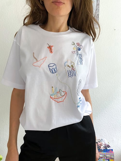Image of Doodles - hand embroidered t-shirt