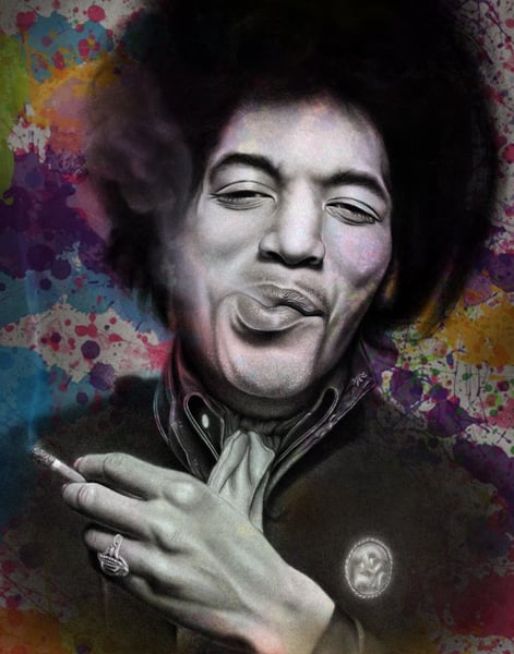 Image of Jimi Hendrix charcoal drawing 