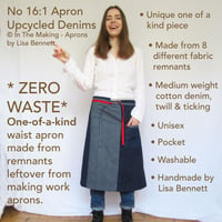 Image 2 of Denim Patchwork Stripe Apron, One-Of-A-Kind, Unisex. No16:1. Was £118.00 now 25% off