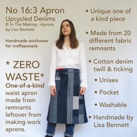 Image 2 of Denim Patchwork Apron, Barista Boro Apron, One-of-a-kind No16:3. was £126.00 now 25% off
