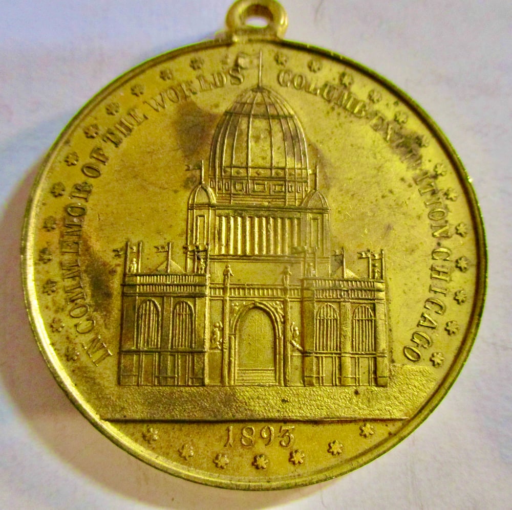 World's Columbian Gilt Medal Government Building & Pagliaghi Columbus Bust