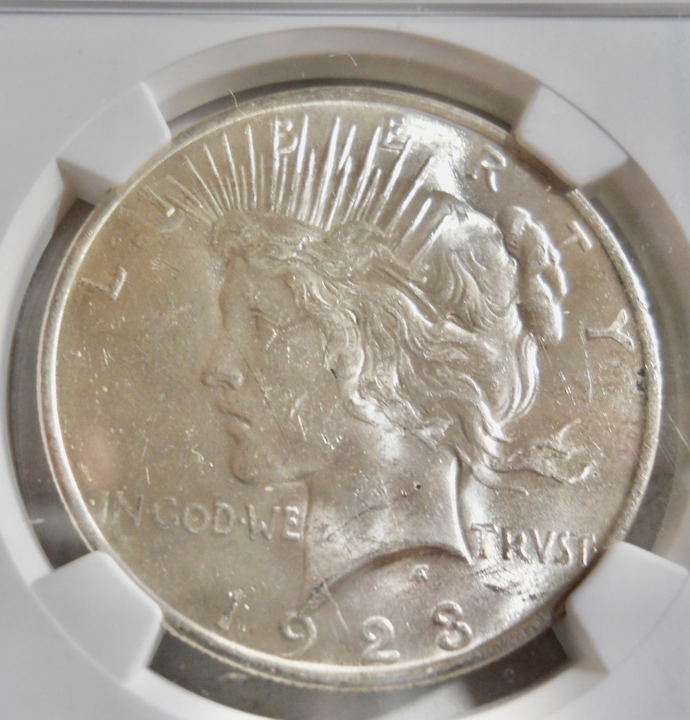 Gem BU US Peace Dollar NGC Slabbed Celebration of 100 Years of the Coin