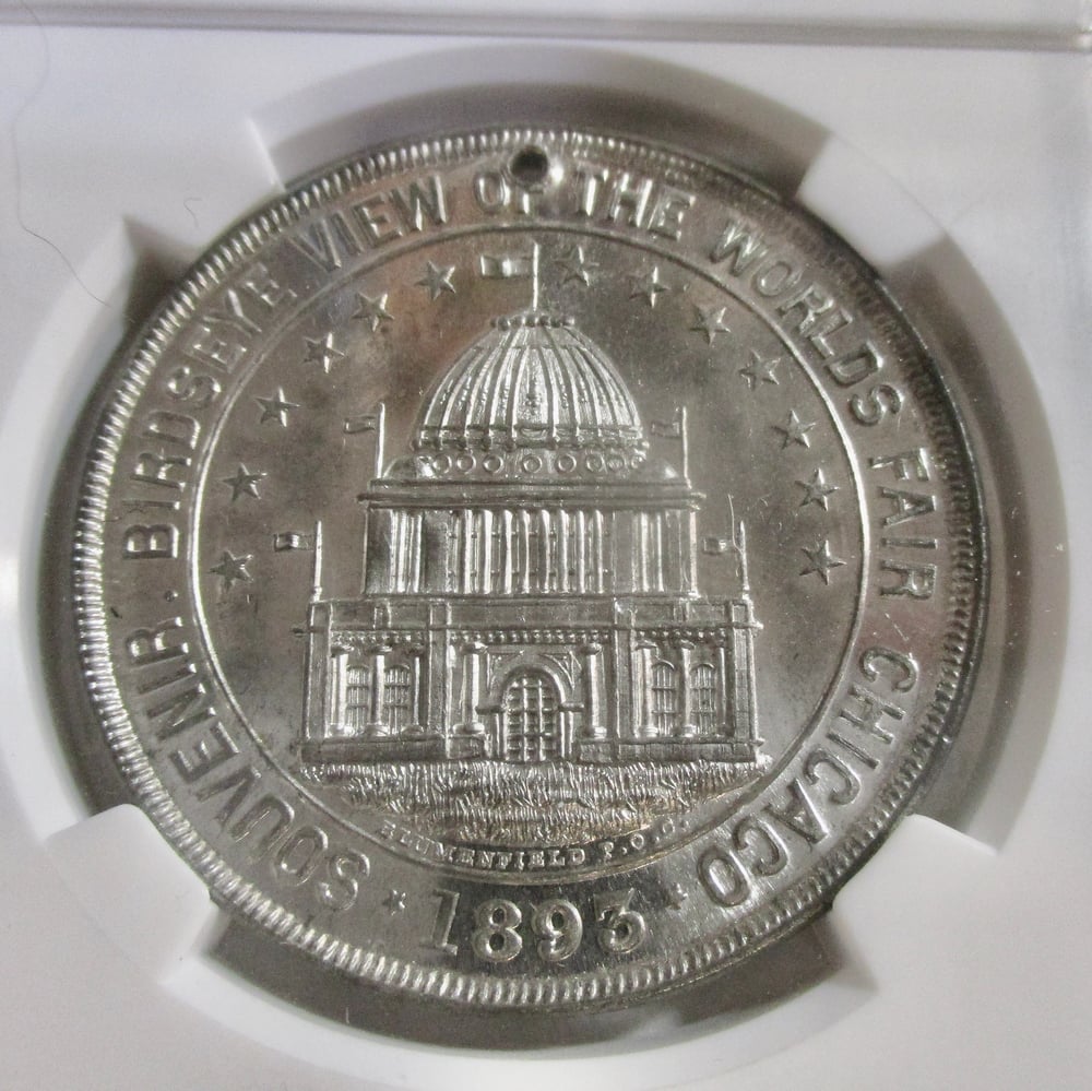 Erroneously Called a "Birdseye View" of the World's Columbian Expo--Slabbed Prooflike Medal