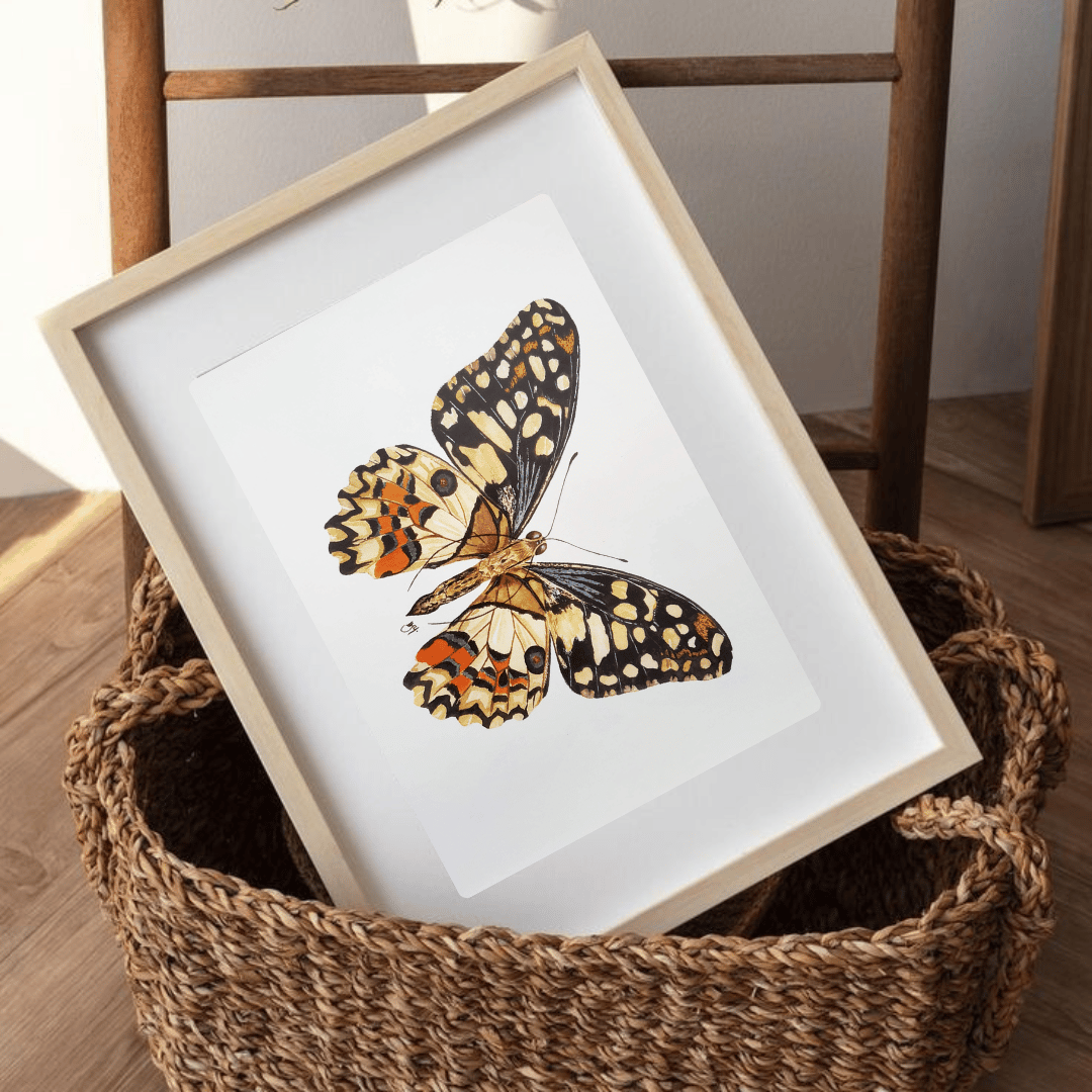 Image of Lime Butterfly Watercolor Illustration PRINT 
