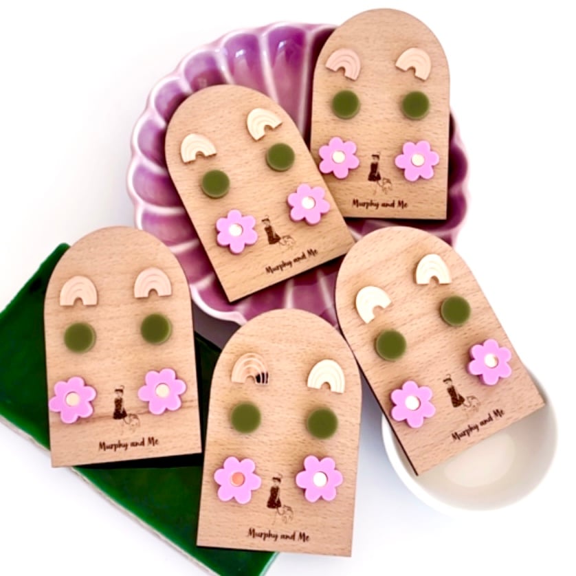 Image of Rainbow Floral Stud Pack