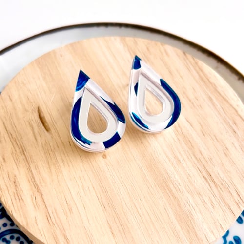 Image of Navy Sand (hand-painted) Teardrop Studs