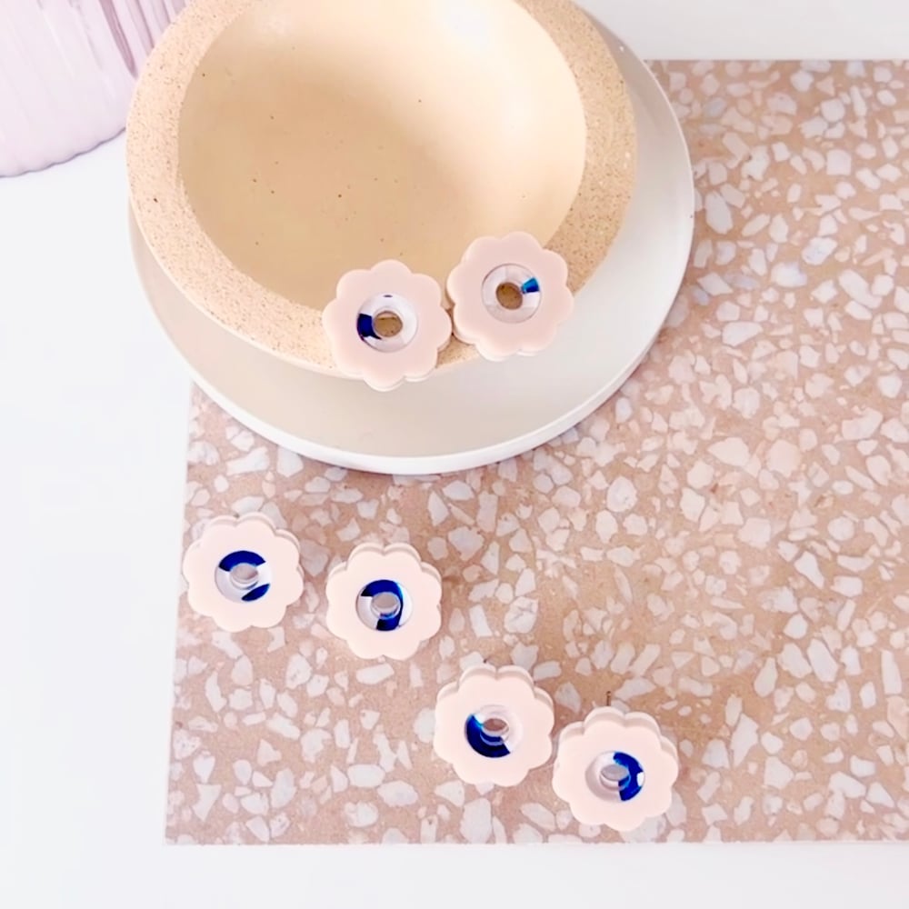 Image of Navy Sand (hand-painted) Poppy Studs